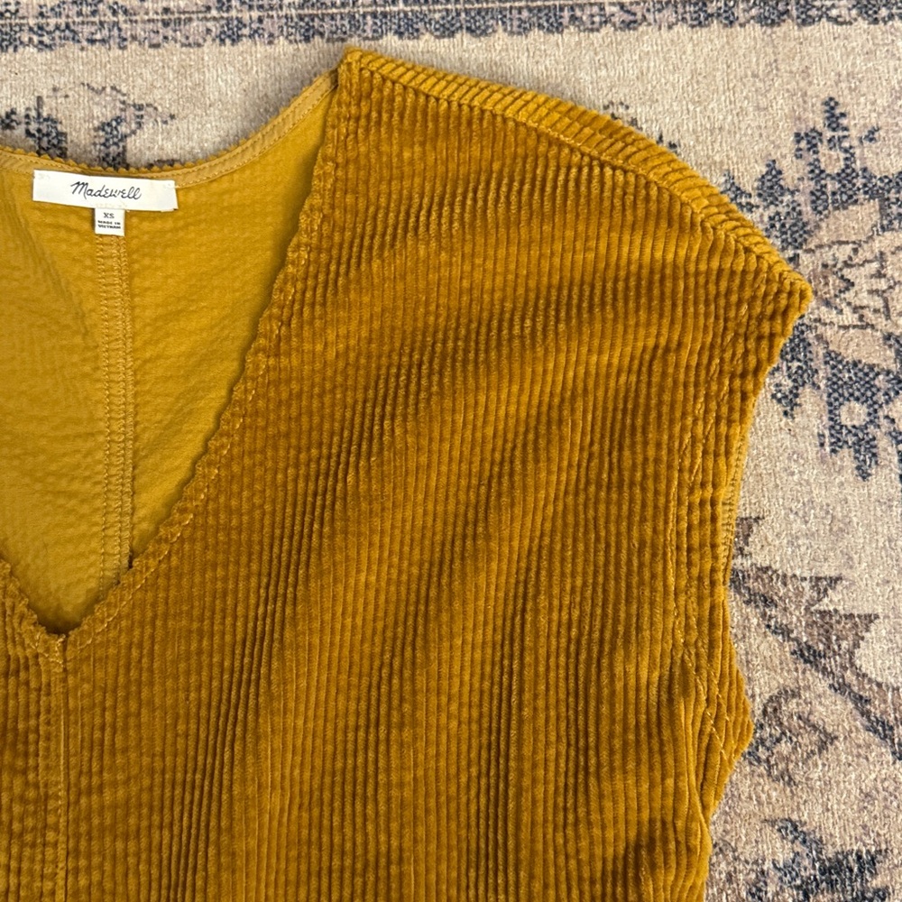 Madewell Corduroy Side Button Shift Dress Antique Gold Cotton Size XS - Picture 5 of 5